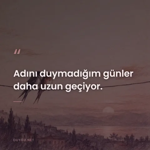Adını duymadığım günler daha uzun geçiyor.