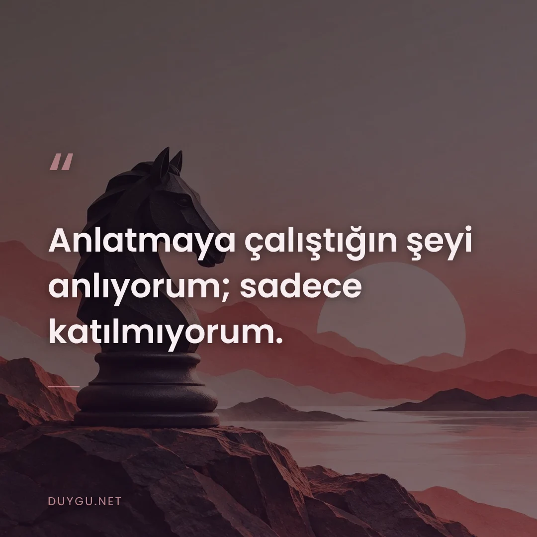 Resimli söz: Anlatmaya çalıştığın şeyi anlıyorum; sadece katılmıyorum.