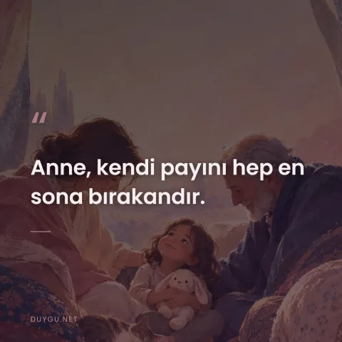 Anne, kendi payını hep en sona bırakandır.