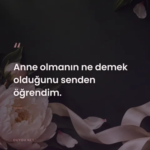 Anne olmanın ne demek olduğunu senden öğrendim.