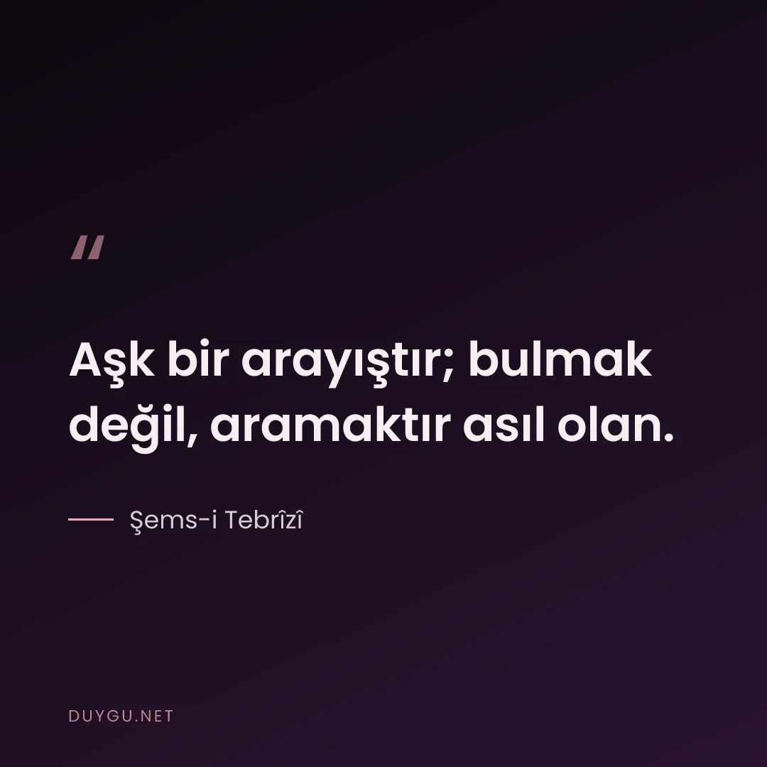 Resimli söz: Aşk bir arayıştır; bulmak değil, aramaktır asıl olan.