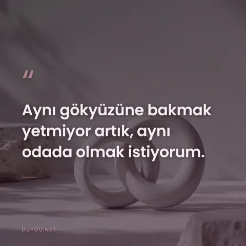 Aynı gökyüzüne bakmak yetmiyor artık, aynı odada olmak istiyorum.