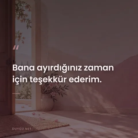 Bana ayırdığınız zaman için teşekkür ederim.