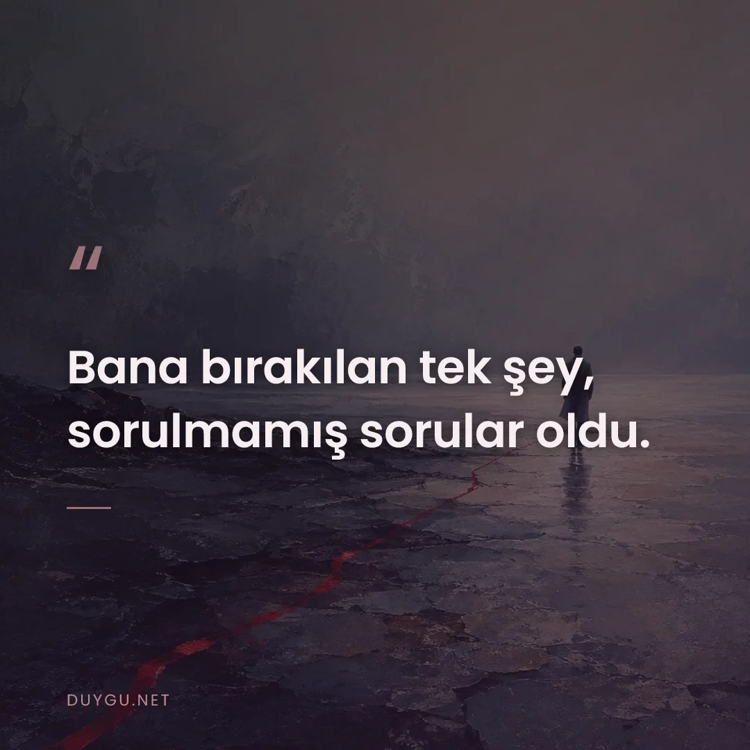 Resimli söz: Bana bırakılan tek şey, sorulmamış sorular oldu.