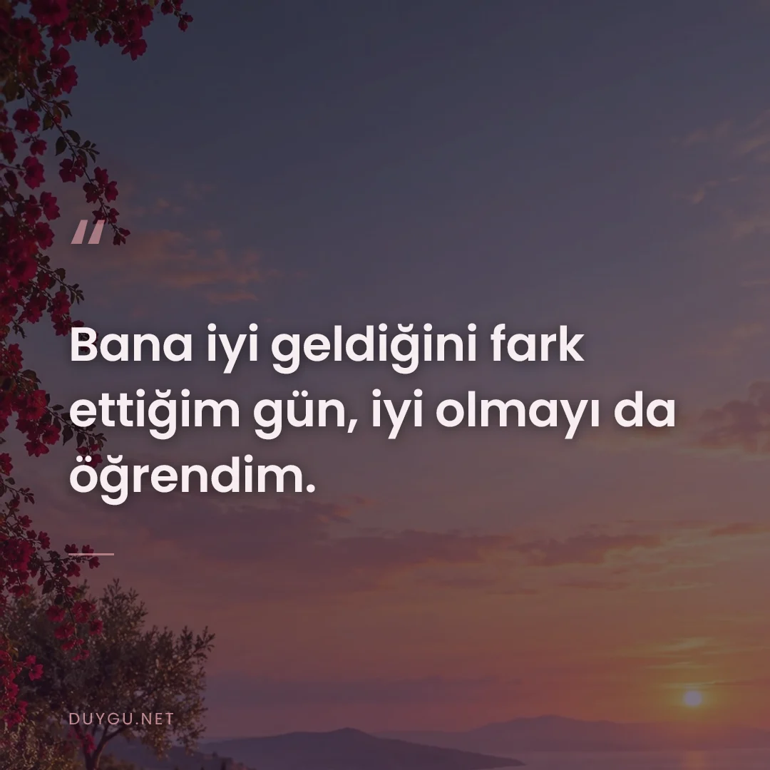 Resimli söz: Bana iyi geldiğini fark ettiğim gün, iyi olmayı da öğrendim.