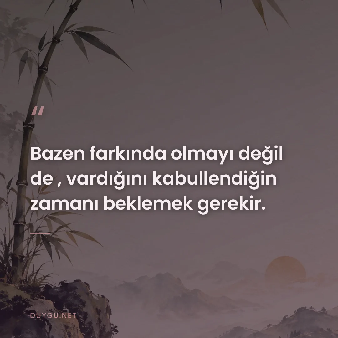 Resimli söz: Bazen farkında olmayı değil de , vardığını kabullendiğin zamanı beklem