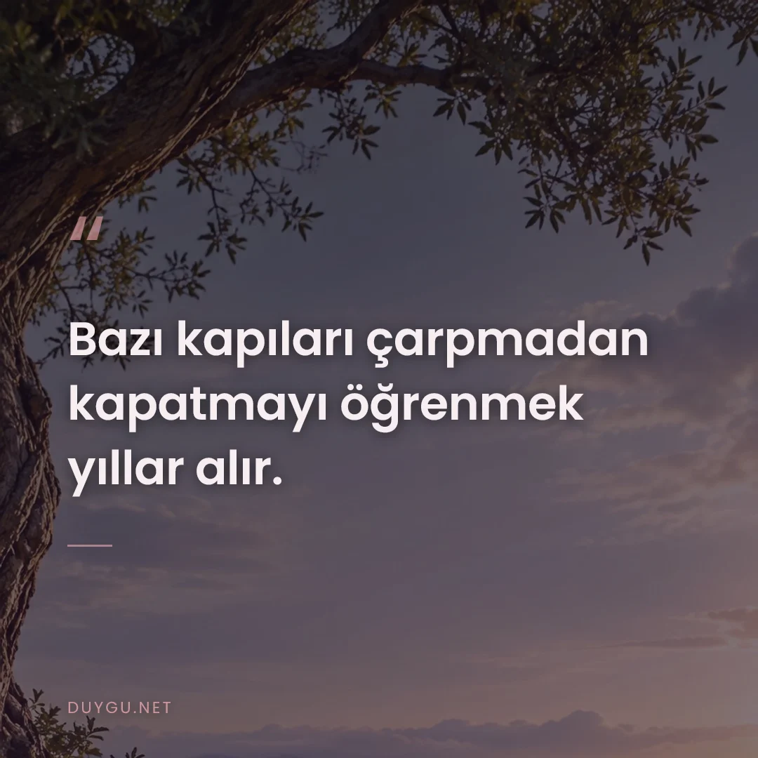 Resimli söz: Bazı kapıları çarpmadan kapatmayı öğrenmek yıllar alır.