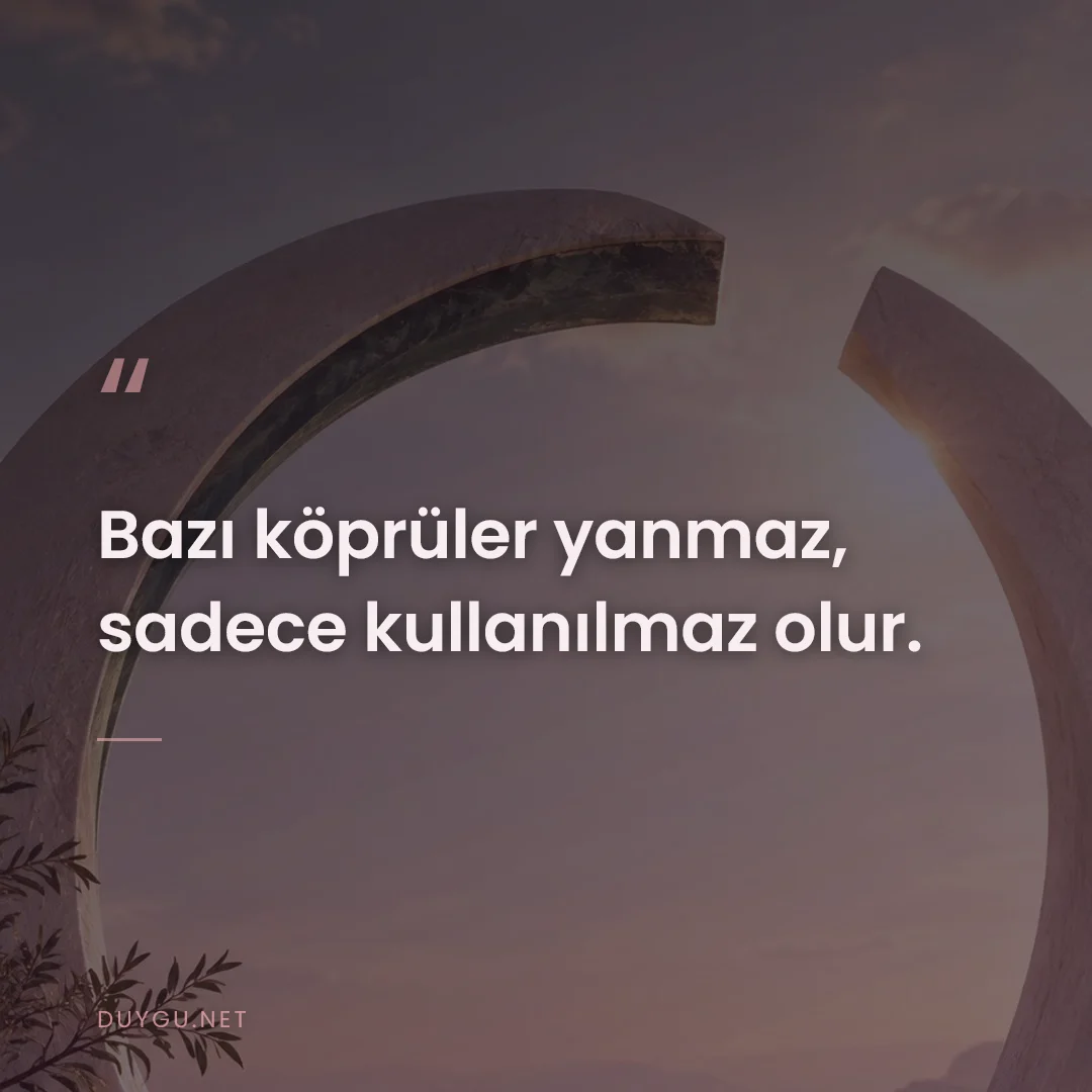 Resimli söz: Bazı köprüler yanmaz, sadece kullanılmaz olur.