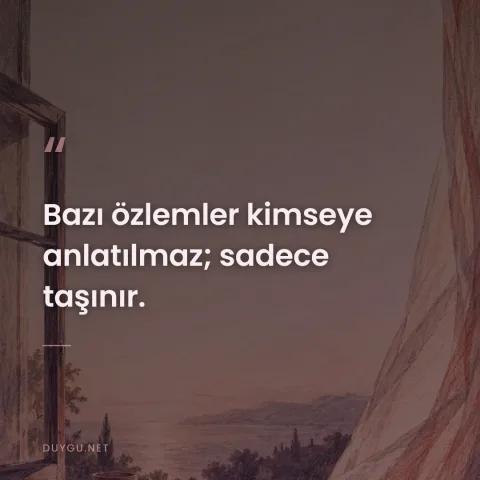 Bazı özlemler kimseye anlatılmaz; sadece taşınır.
