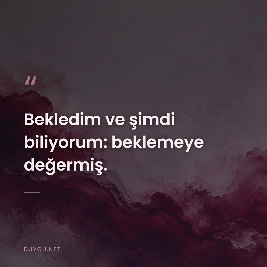 Resimli söz: Bekledim ve şimdi biliyorum: beklemeye değermiş.
