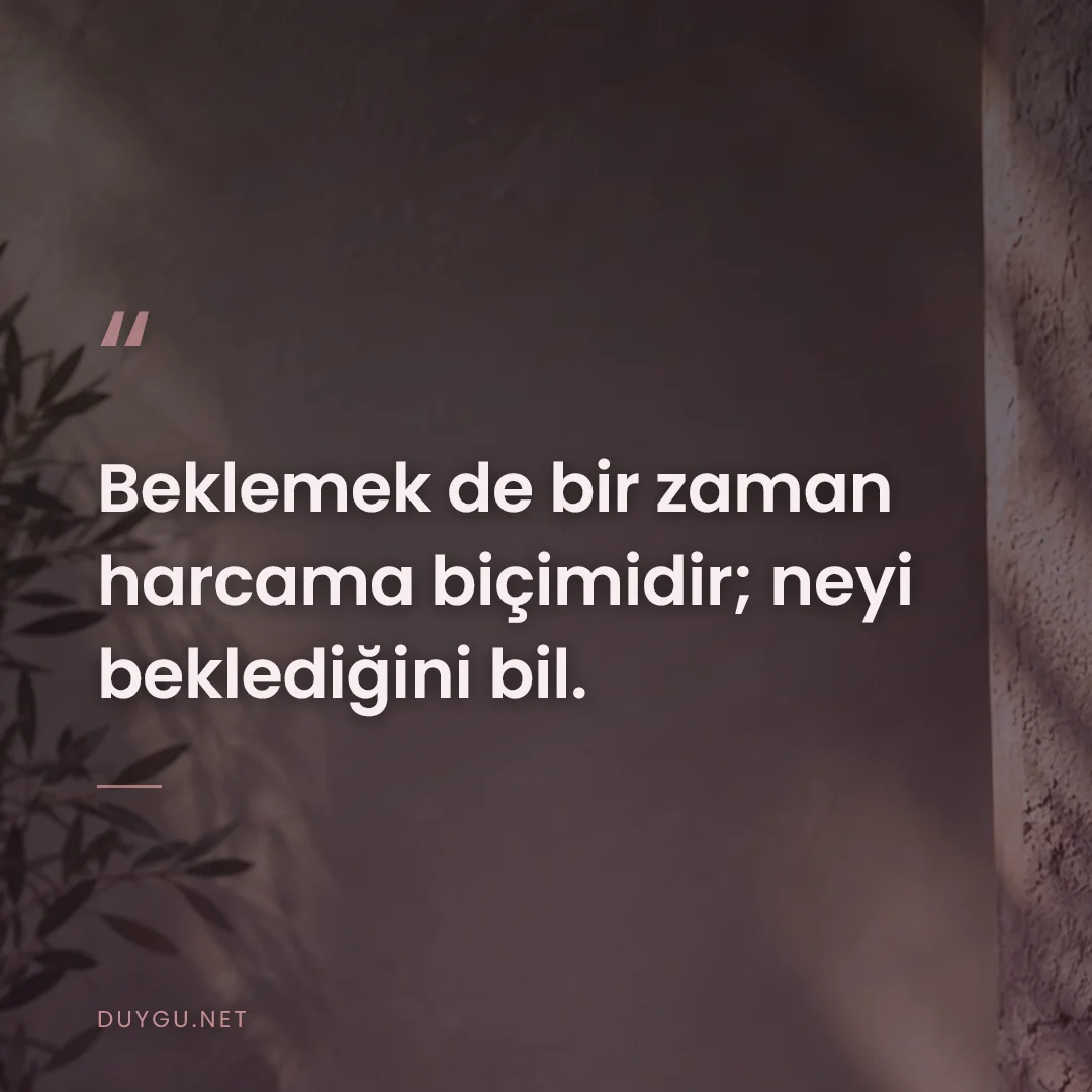 Resimli söz: Beklemek de bir zaman harcama biçimidir; neyi beklediğini bil.