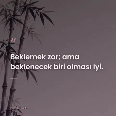 Beklemek zor; ama beklenecek biri olması iyi.