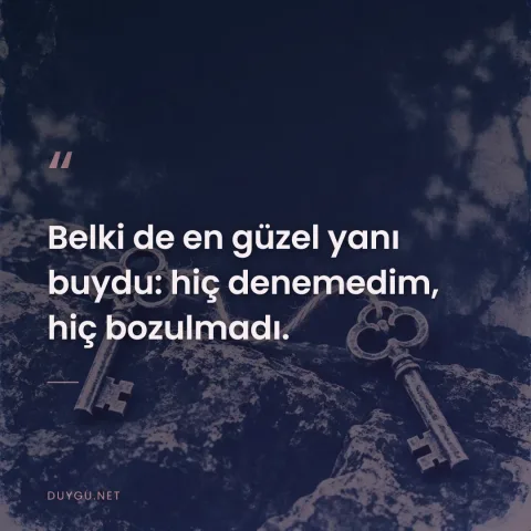 Belki de en güzel yanı buydu: hiç denemedim, hiç bozulmadı.