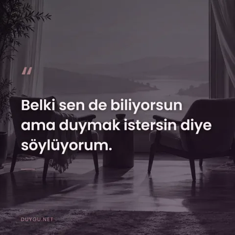 Belki sen de biliyorsun ama duymak istersin diye söylüyorum.