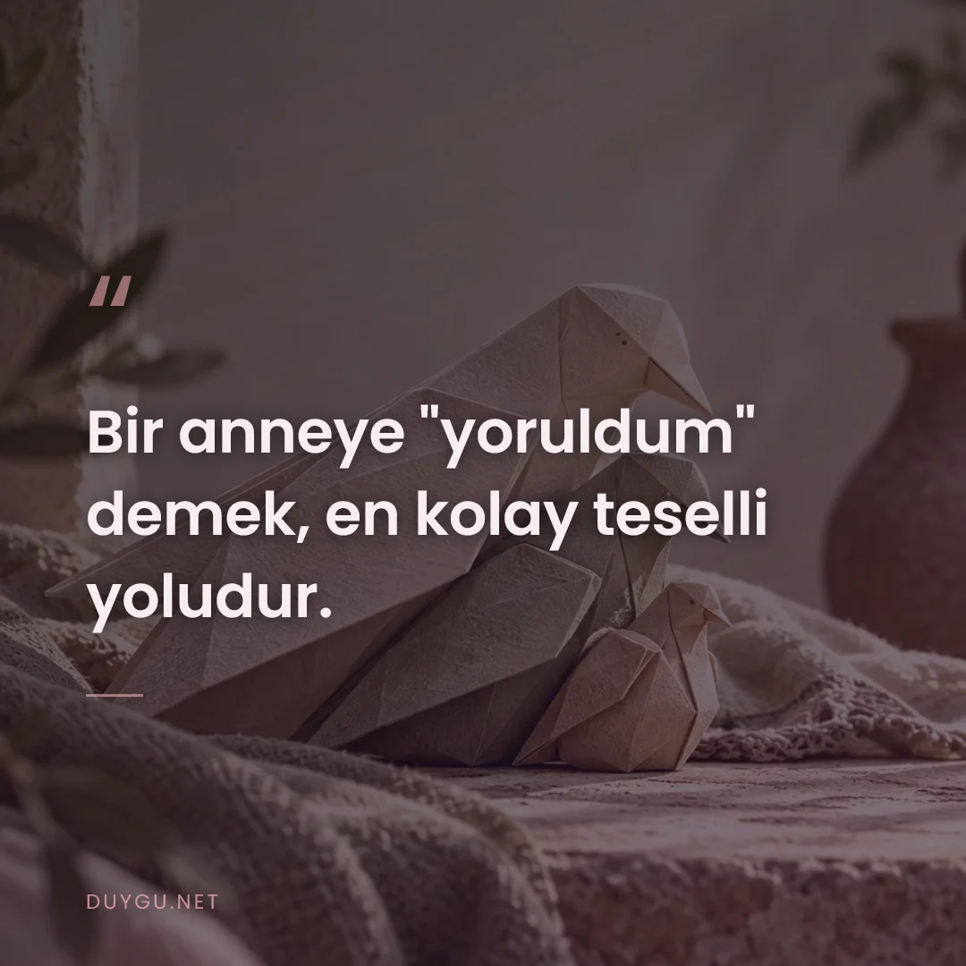 Resimli söz: Bir anneye "yoruldum" demek, en kolay teselli yoludur.