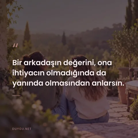 Bir arkadaşın değerini, ona ihtiyacın olmadığında da yanında olmasından anlarsın.