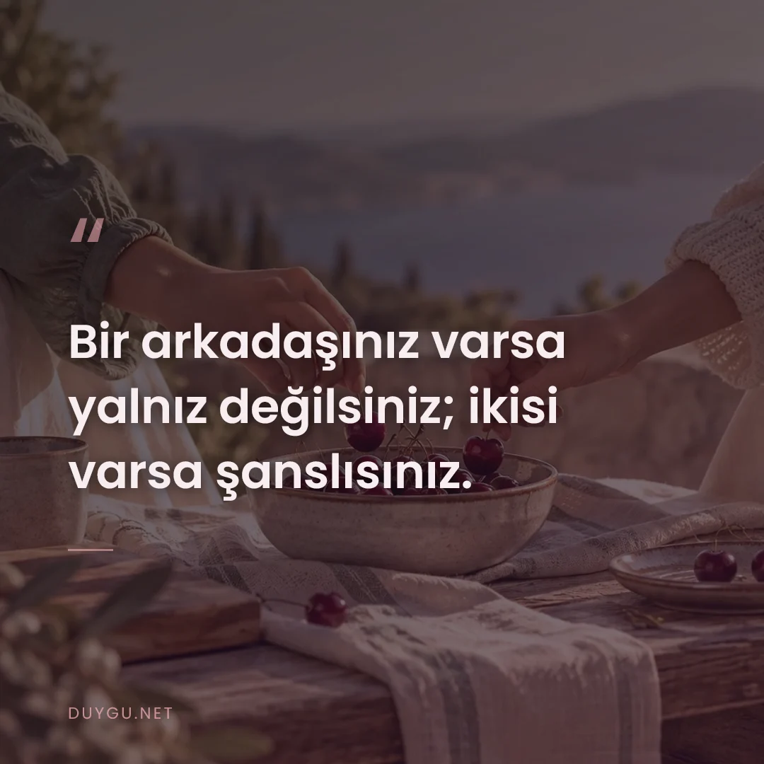 Resimli söz: Bir arkadaşınız varsa yalnız değilsiniz; ikisi varsa şanslısınız.