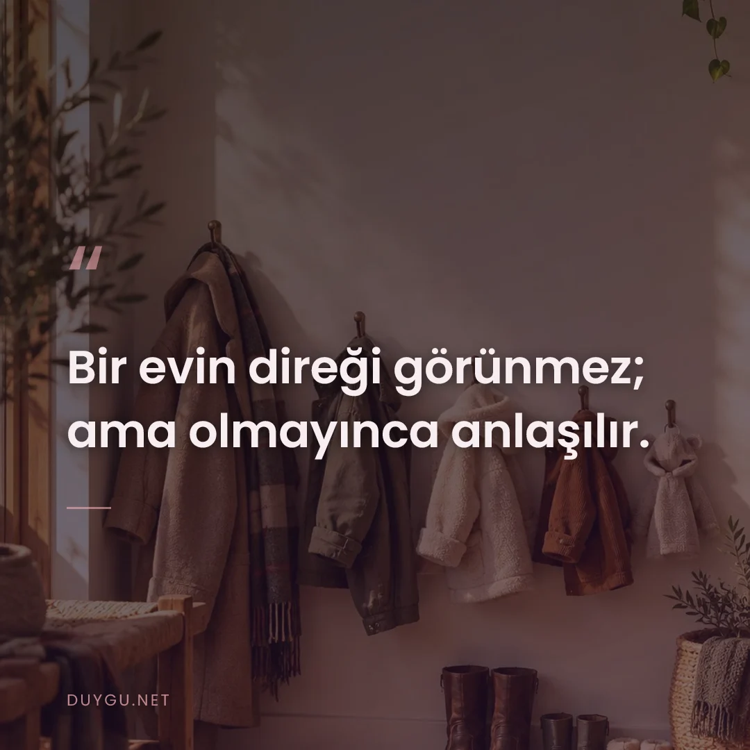 Resimli söz: Bir evin direği görünmez; ama olmayınca anlaşılır.
