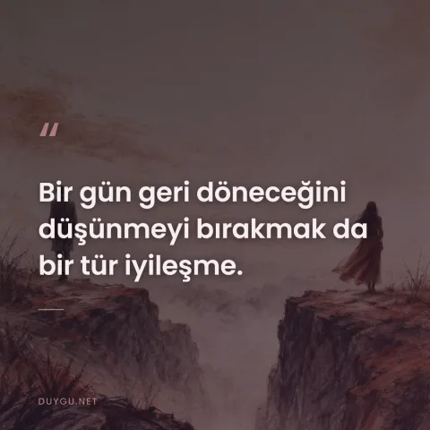 Bir gün geri döneceğini düşünmeyi bırakmak da bir tür iyileşme.