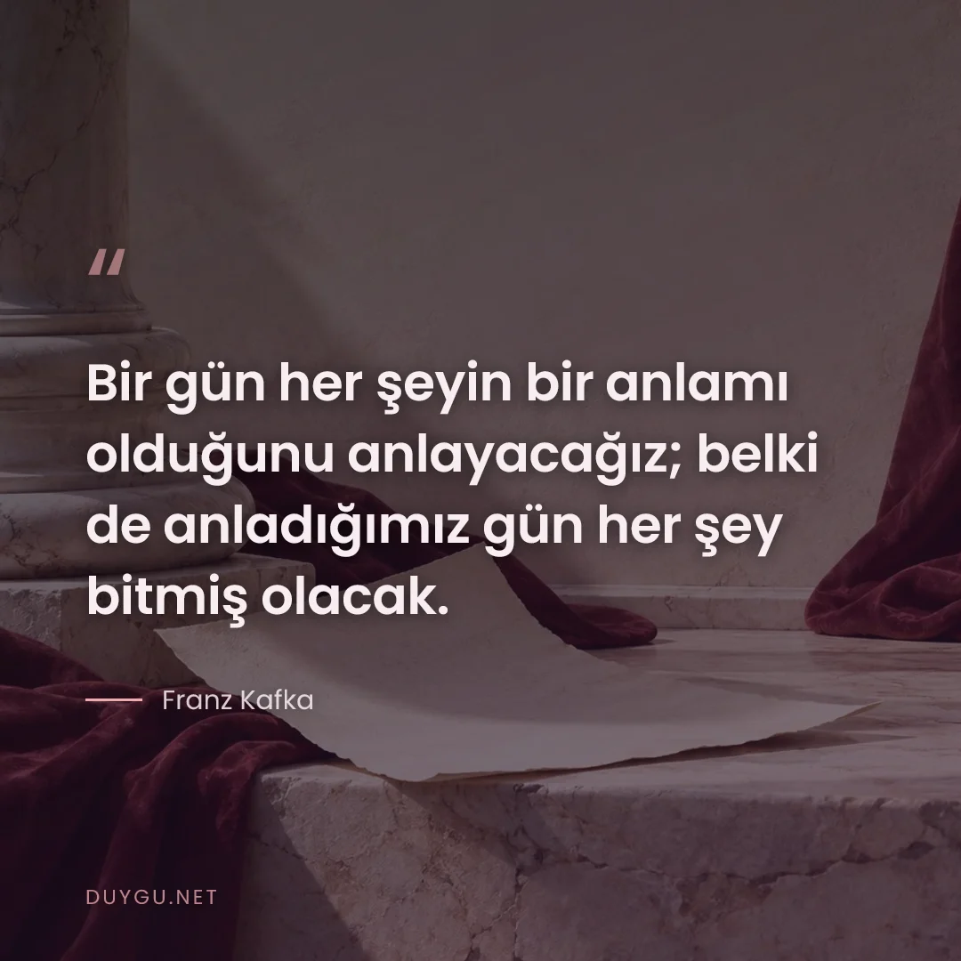 Resimli söz: Bir gün her şeyin bir anlamı olduğunu anlayacağız; belki de anladığımı