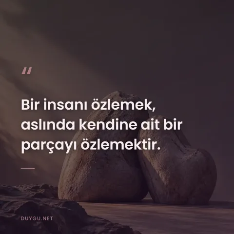 Bir insanı özlemek, aslında kendine ait bir parçayı özlemektir.