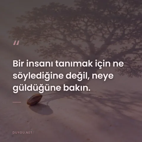 Bir insanı tanımak için ne söylediğine değil, neye güldüğüne bakın.