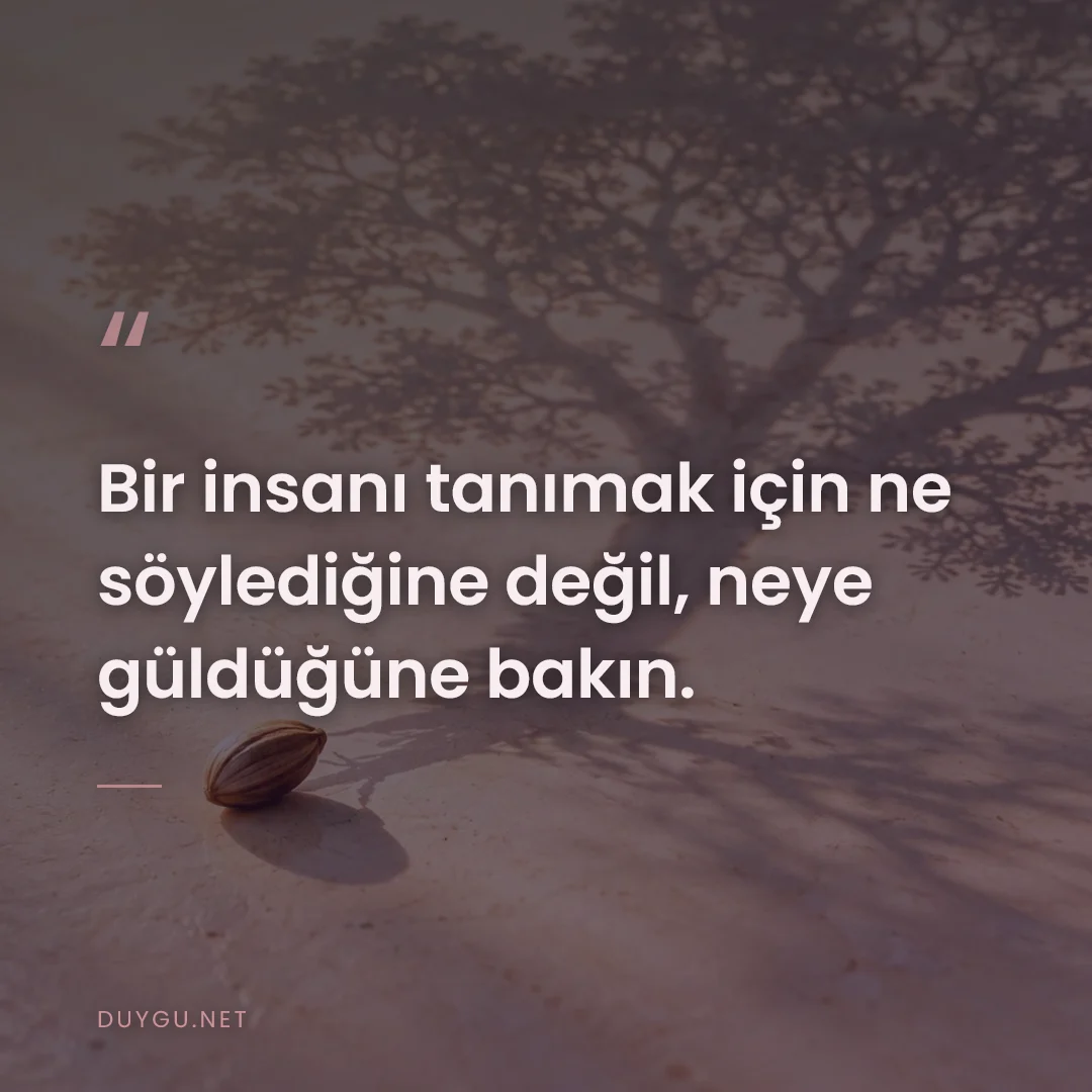 Resimli söz: Bir insanı tanımak için ne söylediğine değil, neye güldüğüne bakın.