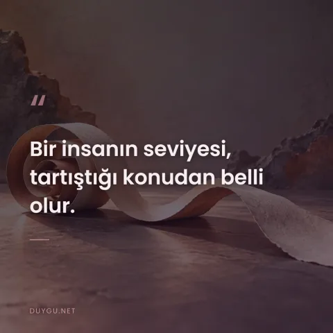 Bir insanın seviyesi, tartıştığı konudan belli olur.