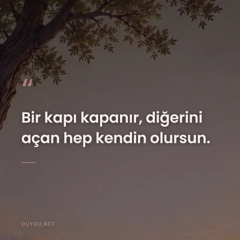 Bir kapı kapanır, diğerini açan hep kendin olursun.