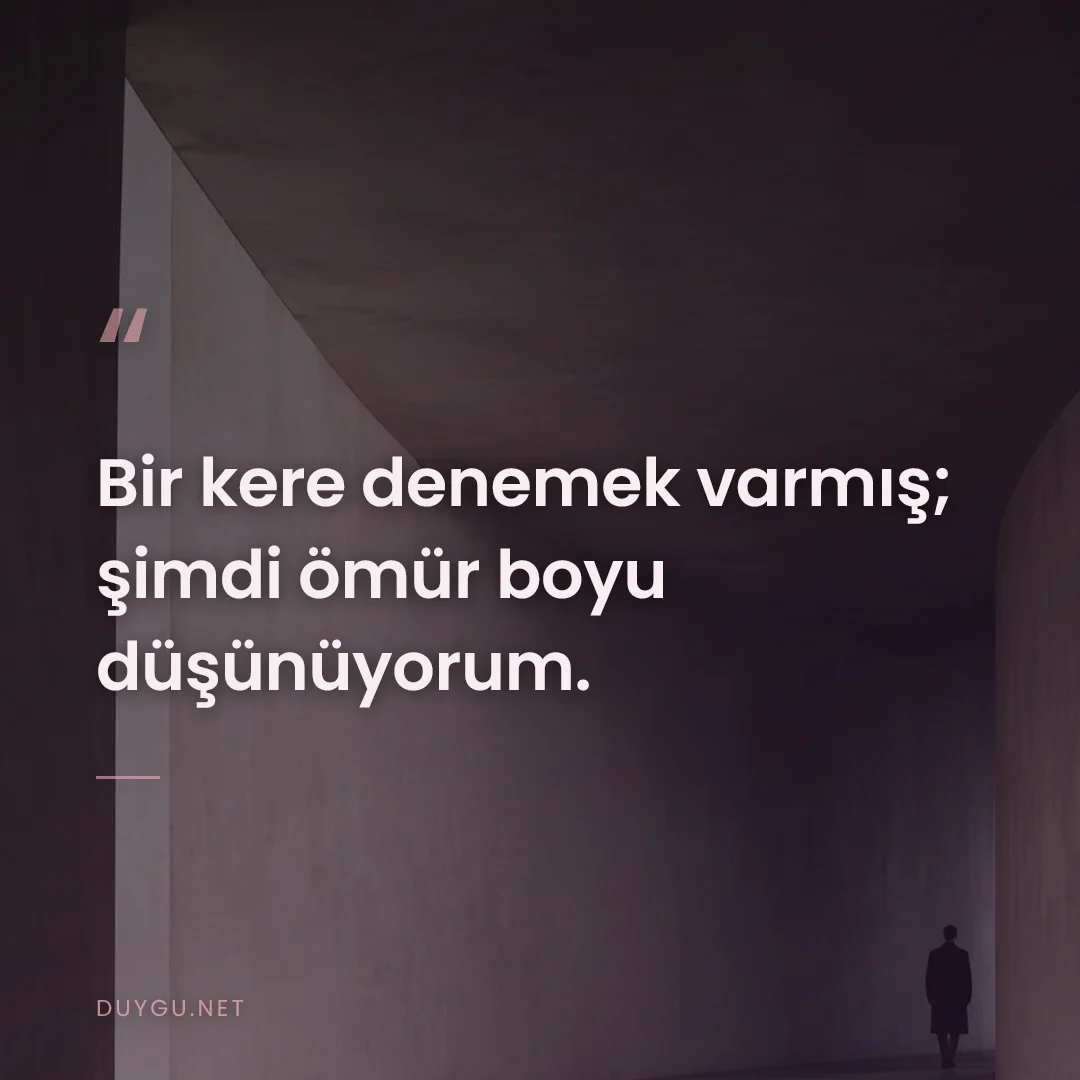 Resimli söz: Bir kere denemek varmış; şimdi ömür boyu düşünüyorum.