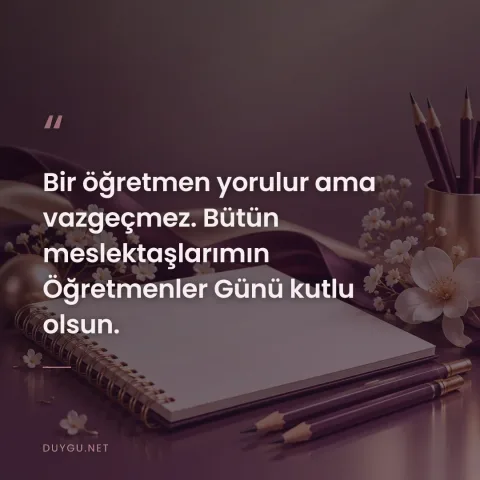 Bir öğretmen yorulur ama vazgeçmez. Bütün meslektaşlarımın Öğretmenler Günü kutlu olsun.