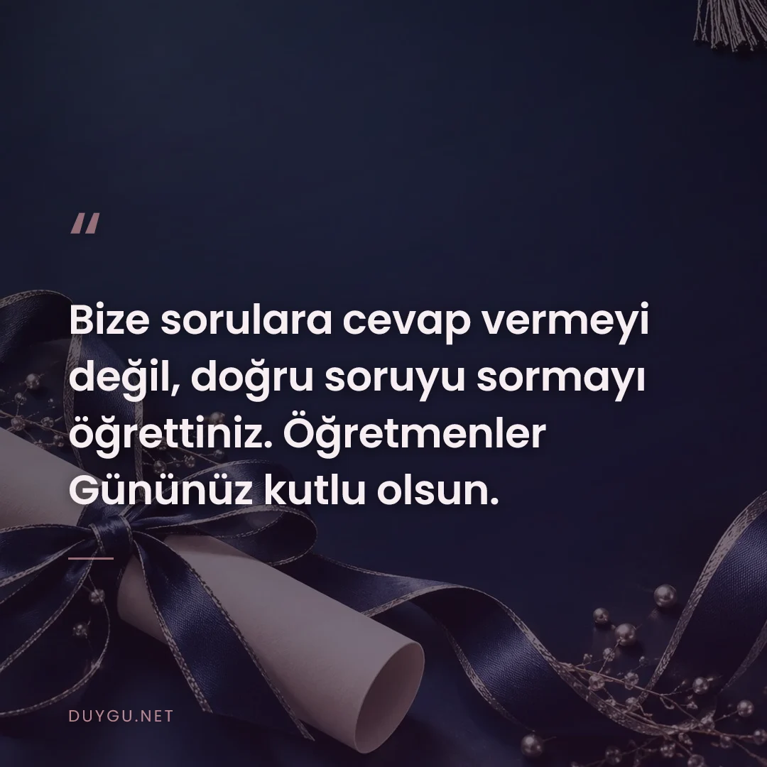 Resimli söz: Bize sorulara cevap vermeyi değil, doğru soruyu sormayı öğrettiniz. Öğ