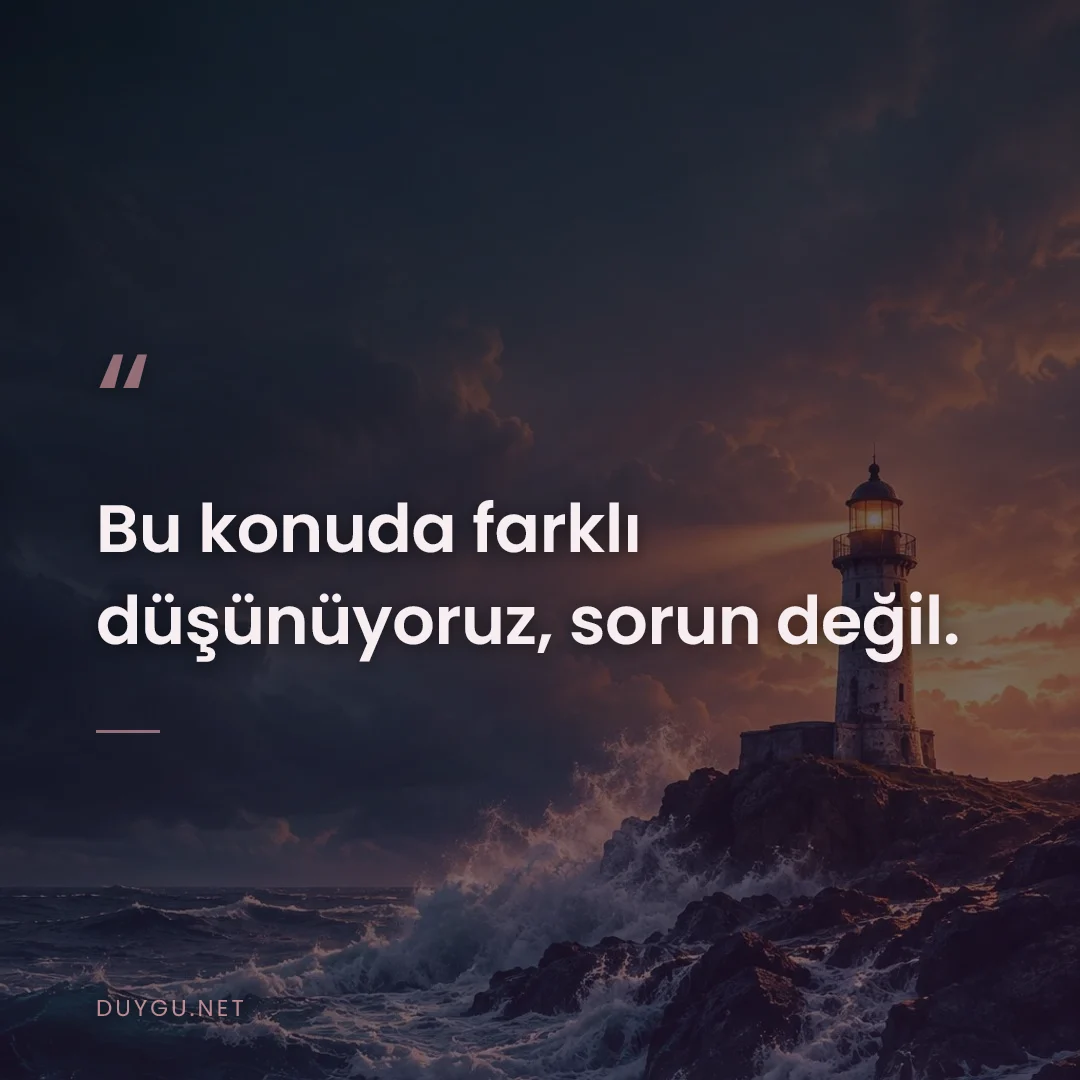 Resimli söz: Bu konuda farklı düşünüyoruz, sorun değil.