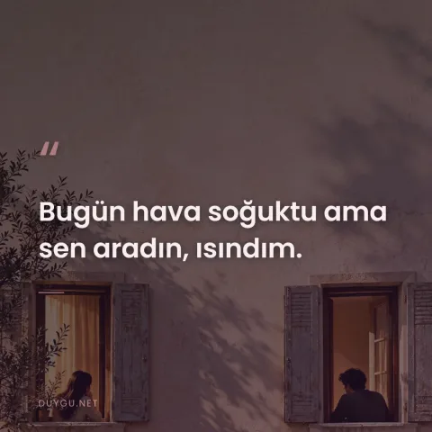 Bugün hava soğuktu ama sen aradın, ısındım.