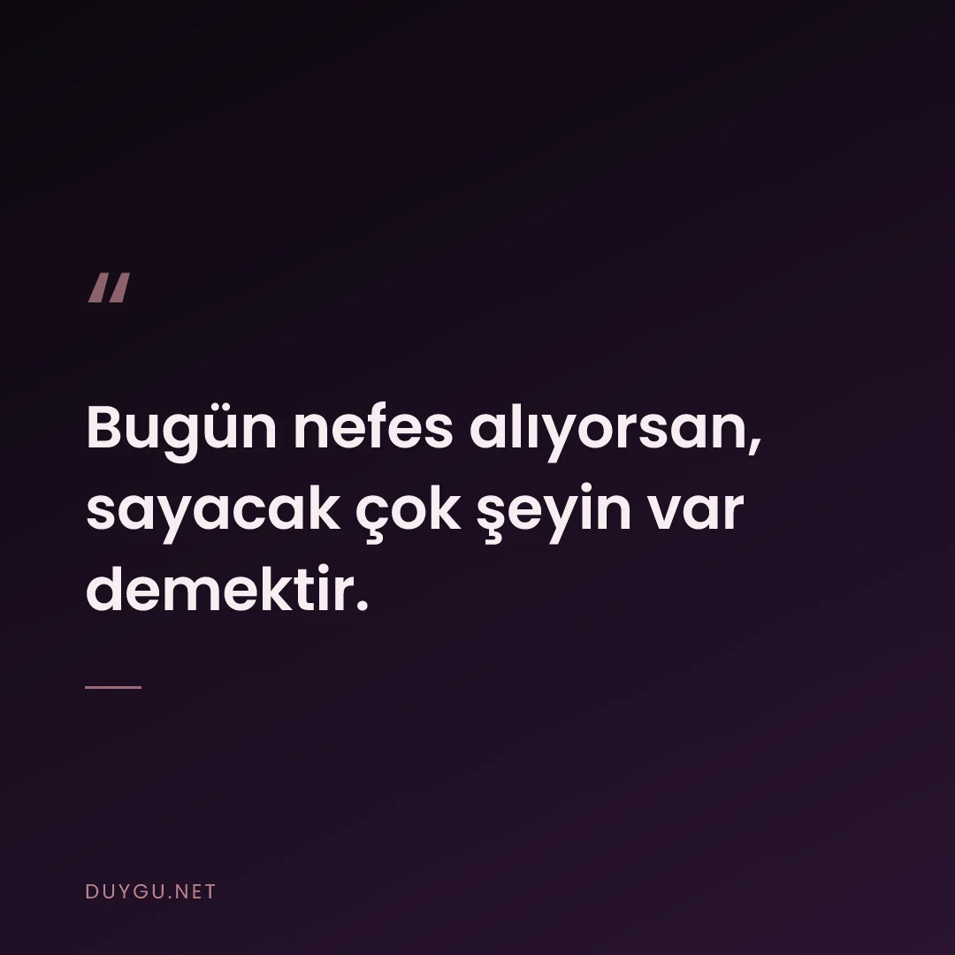 Resimli söz: Bugün nefes alıyorsan, sayacak çok şeyin var demektir.