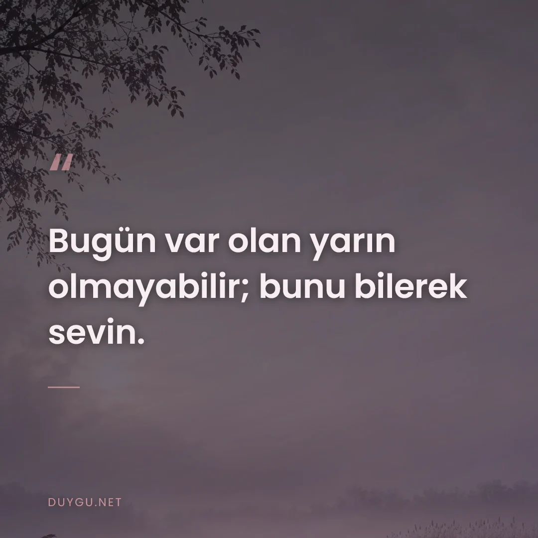 Resimli söz: Bugün var olan yarın olmayabilir; bunu bilerek sevin.