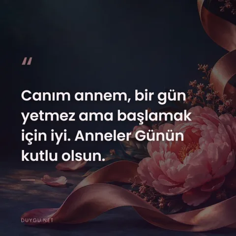 Canım annem, bir gün yetmez ama başlamak için iyi. Anneler Günün kutlu olsun.