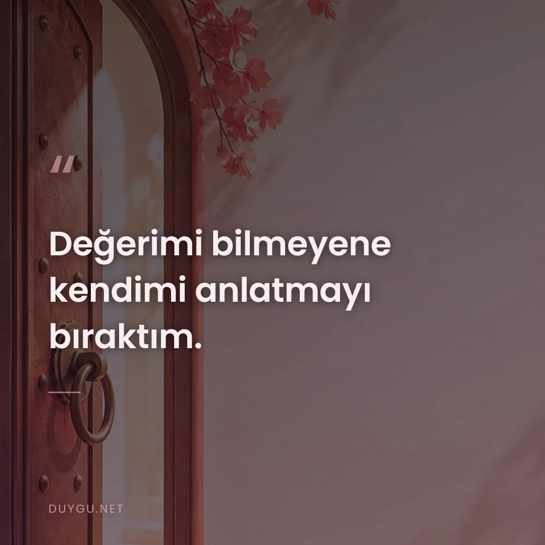 Resimli söz: Değerimi bilmeyene kendimi anlatmayı bıraktım.