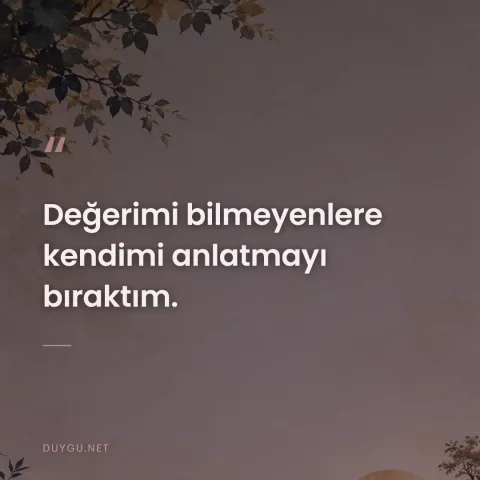 Değerimi bilmeyenlere kendimi anlatmayı bıraktım.