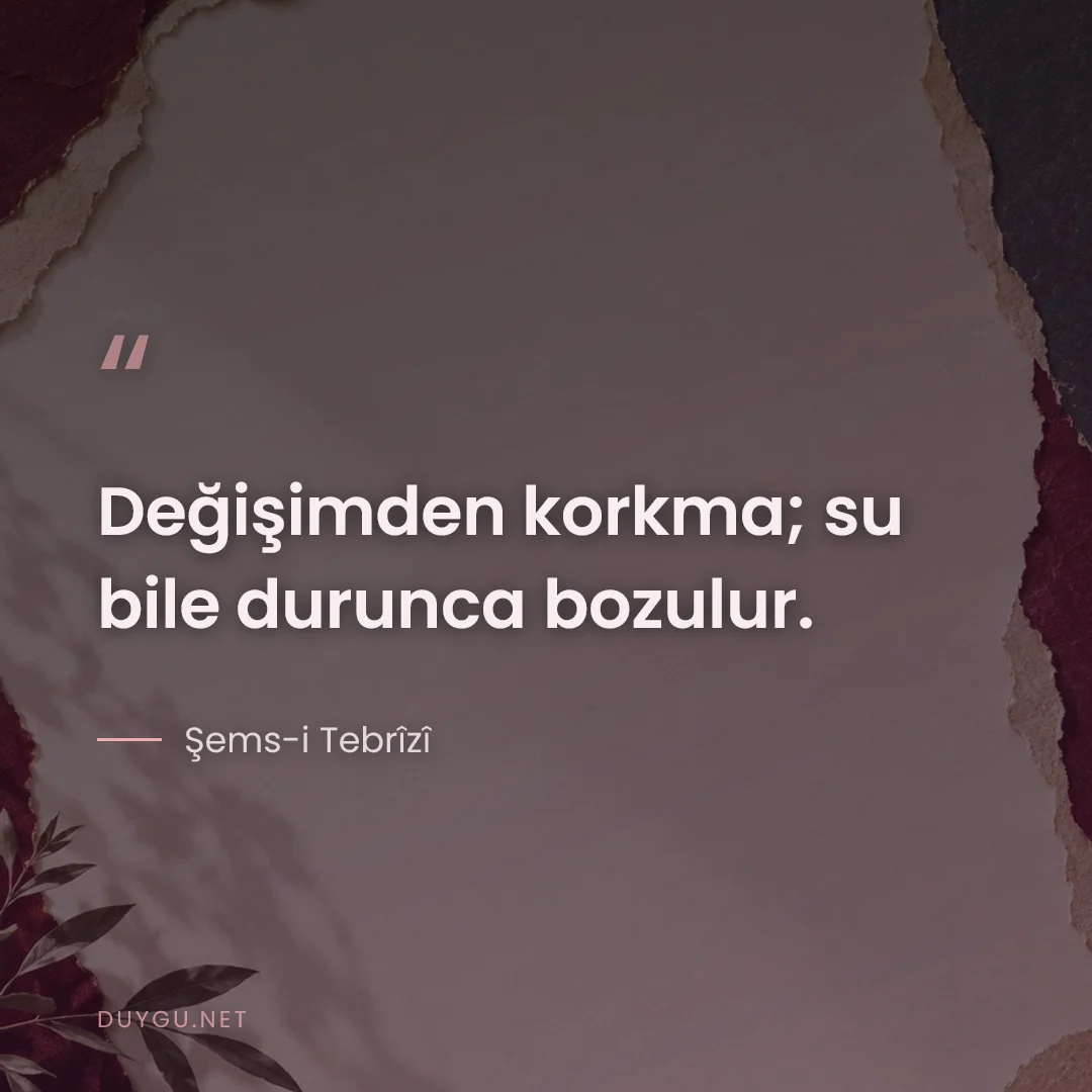 Resimli söz: Değişimden korkma; su bile durunca bozulur.