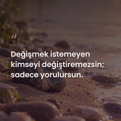 Değişmek istemeyen kimseyi değiştiremezsin; sadece yorulursun.