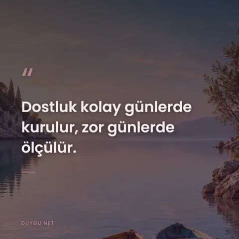 Dostluk kolay günlerde kurulur, zor günlerde ölçülür.