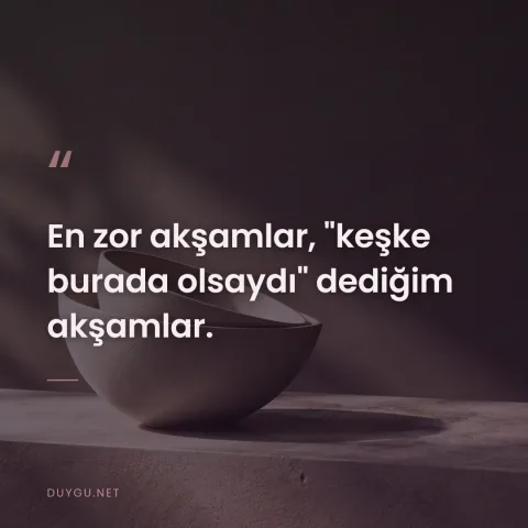En zor akşamlar, "keşke burada olsaydı" dediğim akşamlar.