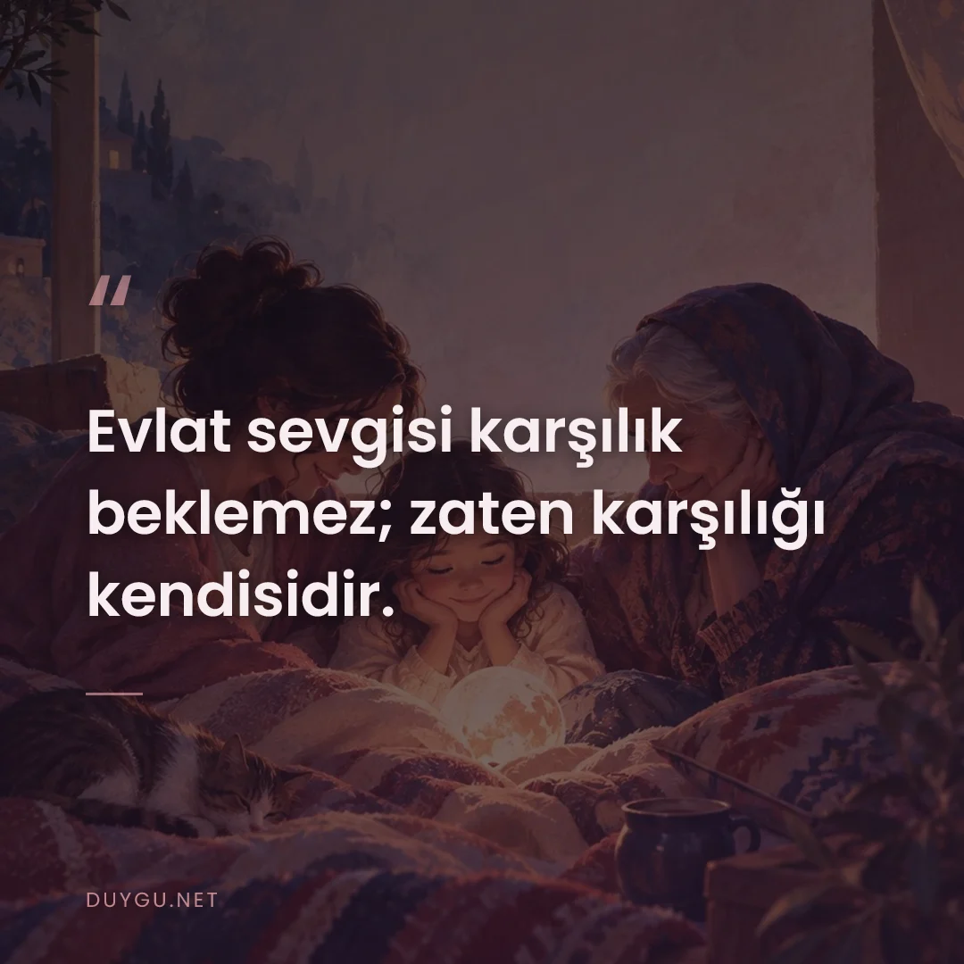 Resimli söz: Evlat sevgisi karşılık beklemez; zaten karşılığı kendisidir.