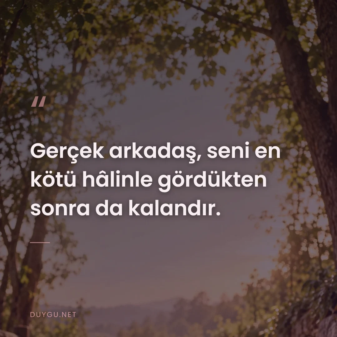 Resimli söz: Gerçek arkadaş, seni en kötü hâlinle gördükten sonra da kalandır.