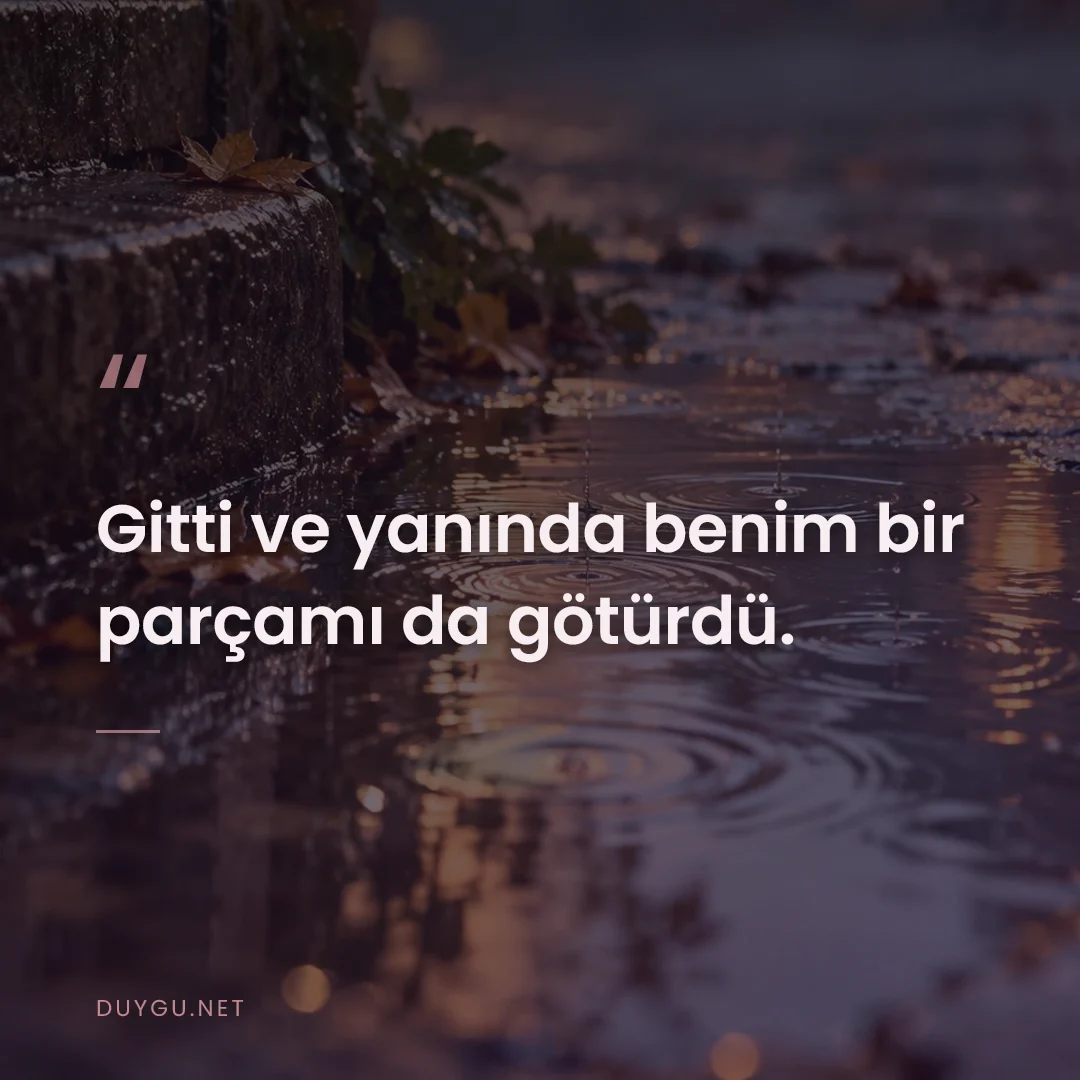 Resimli söz: Gitti ve yanında benim bir parçamı da götürdü.