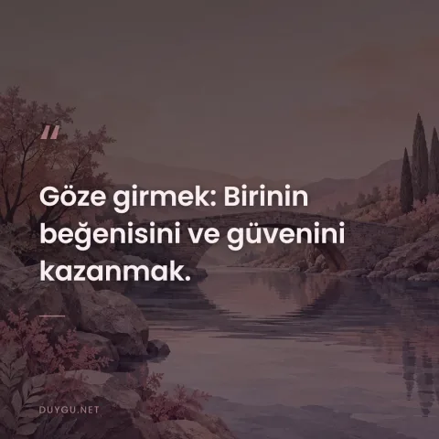Göze girmek: Birinin beğenisini ve güvenini kazanmak.