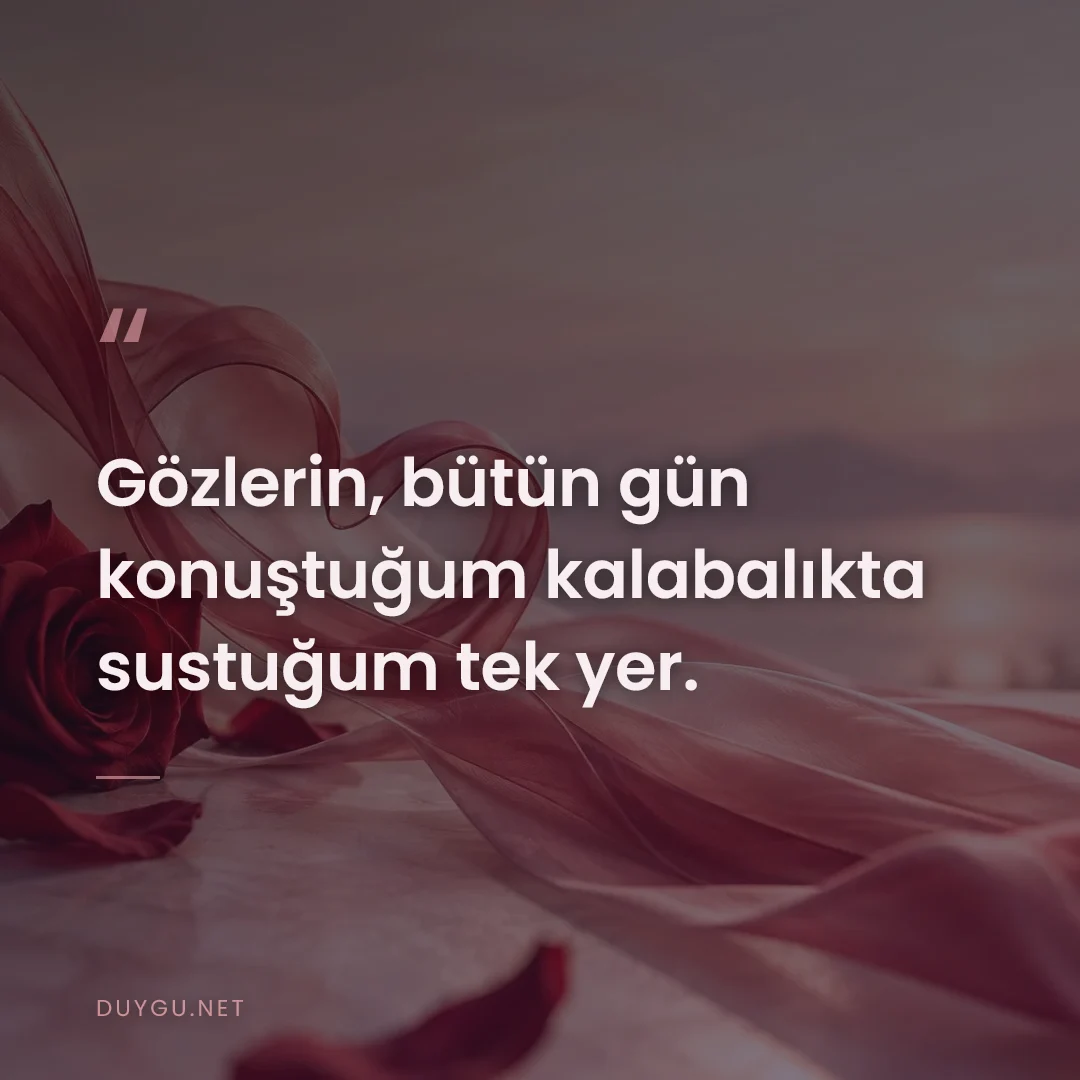 Resimli söz: Gözlerin, bütün gün konuştuğum kalabalıkta sustuğum tek yer.