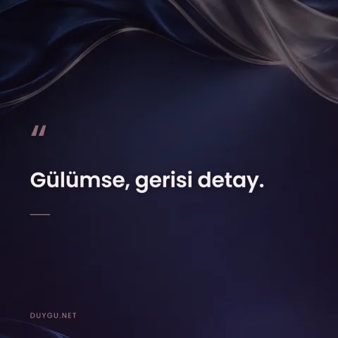 Gülümse, gerisi detay.
