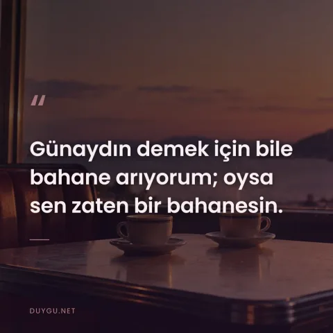 Günaydın demek için bile bahane arıyorum; oysa sen zaten bir bahanesin.
